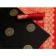Generic Women's Soft Litchi Silk Jacquard Work Saree With Unstitched Blouse 5.5Mtr (Black)
