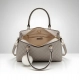 Women's PU Leather Solid Shoulder Zipper Handbag (Grey)