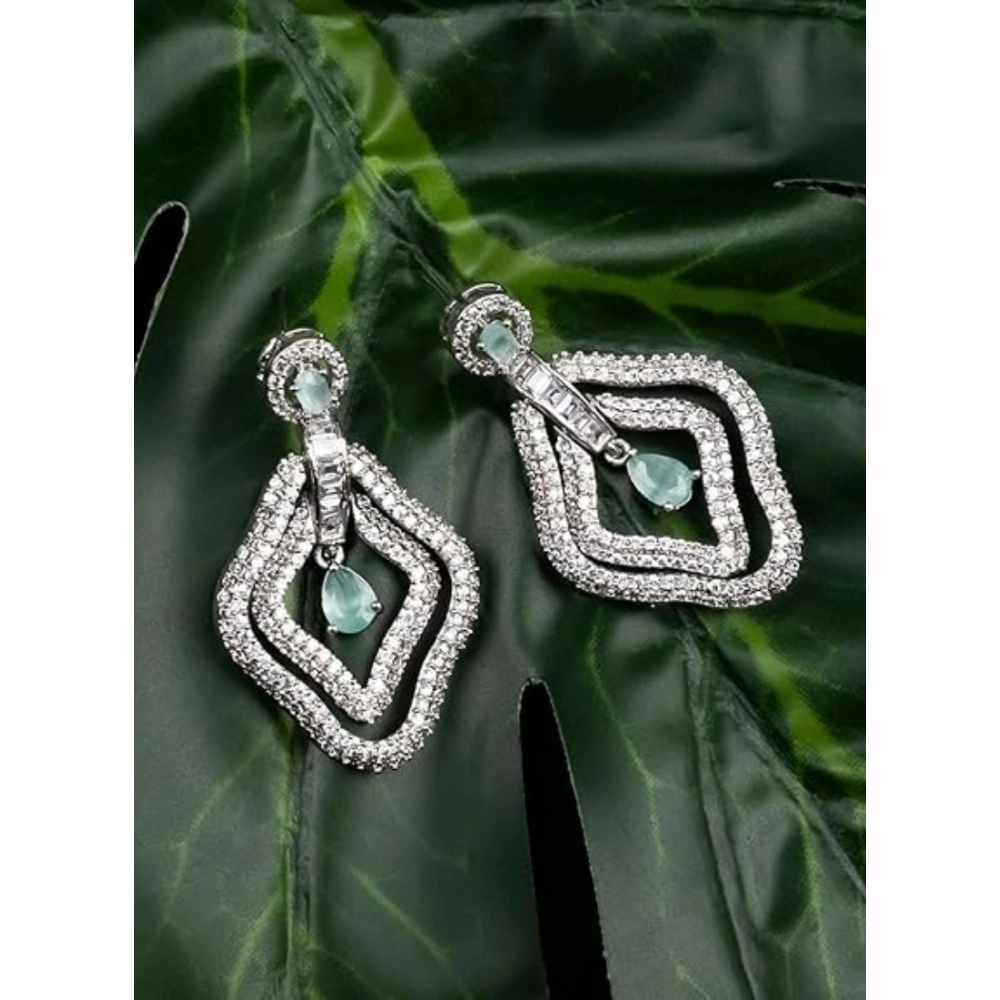 Generic Women's Brass Silver Plated Drop Earrings (Turquoise) Generic Women's Brass Silver Plated Drop Earrings (Turquoise)