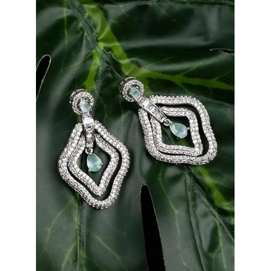 Generic Women's Brass Silver Plated Drop Earrings (Turquoise) Generic Women's Brass Silver Plated Drop Earrings (Turquoise)