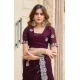 Generic Women's Faux Shimmer Geometric Ready to wear Saree With Unstitched Blouse 5.5Mtr (Wine) Generic Women's Faux Shimmer Geometric Ready to wear Saree With Unstitched Blouse 5.5Mtr (Wine)
