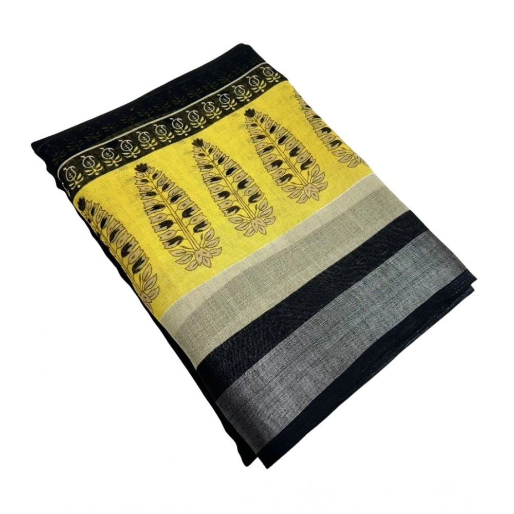 Generic Women's Cotton Linen Printed Saree With Unstitched Blouse 5.5Mtr (Black) Generic Women's Cotton Linen Printed Saree With Unstitched Blouse 5.5Mtr (Black)