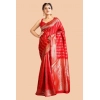 Generic Women's Soft Lichi Silk Printed Saree With Unstitched Blouse 5.5Mtr (Red)