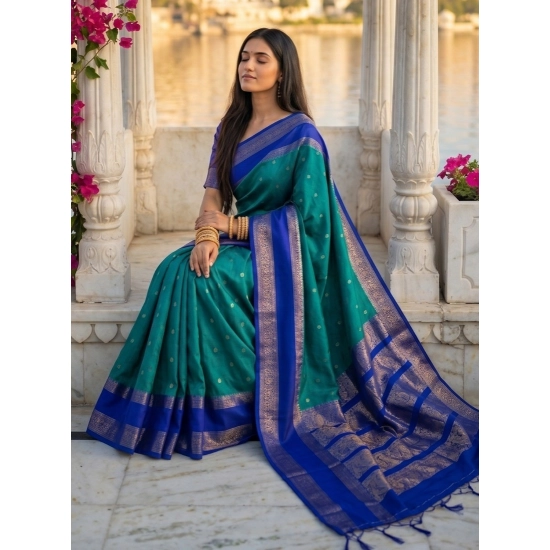 Generic Women's Silk Blend Printed Saree With Unstitched Blouse 5.5Mtr (Teal-Blue) Generic Women's Silk Blend Printed Saree With Unstitched Blouse 5.5Mtr (Teal-Blue)