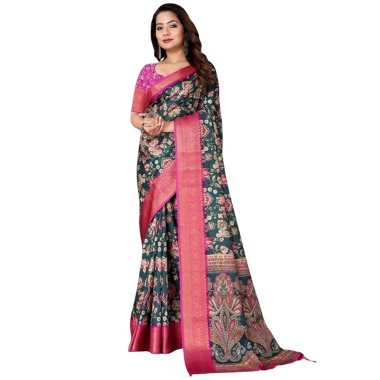 Generic Women's Cotton Silk Floral Printed Saree With Unstitched Blouse 5.5Mtr (Green-Pink) Generic Women's Cotton Silk Floral Printed Saree With Unstitched Blouse 5.5Mtr (Green-Pink)