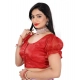 Generic Women's Jimmy Solid Designer Neck Elastic Sleeve Readymade Blouse (Red 38 , Alterable up to 42)-PID65834