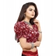 Generic Women's Organza Printed V Neck Puff Sleeve Readymade Blouse (Maroon 38 , Alterable up to 42)-PID65866 Generic Women's Organza Printed V Neck Puff Sleeve Readymade Blouse (Maroon 38 , Alterable up to 42)-PID65866