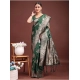 Generic Women's Banarasi Silk Printed Saree With Unstitched Blouse 5.5Mtr (Dark Green)