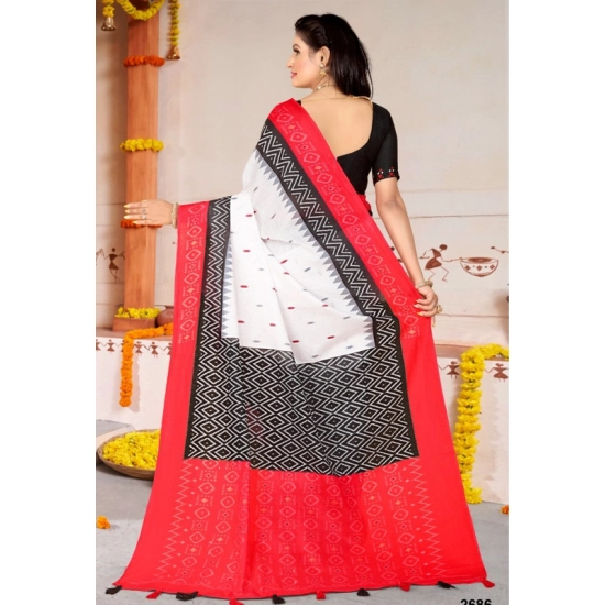 Generic Women's Soft Pure Cotton Printed Saree With Unstitched Blouse 5.5Mtr (White) Generic Women's Soft Pure Cotton Printed Saree With Unstitched Blouse 5.5Mtr (White)