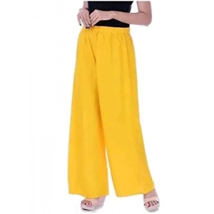 Generic Women's Casual Rayon Solid Ankle Length Palazzo (Yellow , Free Size)