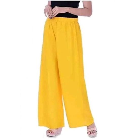 Generic Women's Casual Rayon Solid Ankle Length Palazzo (Yellow , Free Size)
