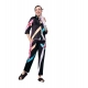 Generic Women's Satin Colour Block Long Sleeves Co-Ord Set (Multicolor)