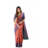 Generic Women's Soft Lichi Silk Printed Saree With Unstitched Blouse 5.5Mtr (Orange)