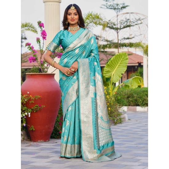 Generic Women's Jacquard Printed Saree With Unstitched Blouse 5.5Mtr (Skyblue) Generic Women's Jacquard Printed Saree With Unstitched Blouse 5.5Mtr (Skyblue)