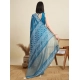 Generic Women's Semi Cotton Printed Saree With Unstitched Blouse 5.5Mtr (Sky-Blue)