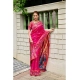 Generic Women's Silk Blend Woven Saree With Unstitched Blouse 5.5 Mtr (Pink)