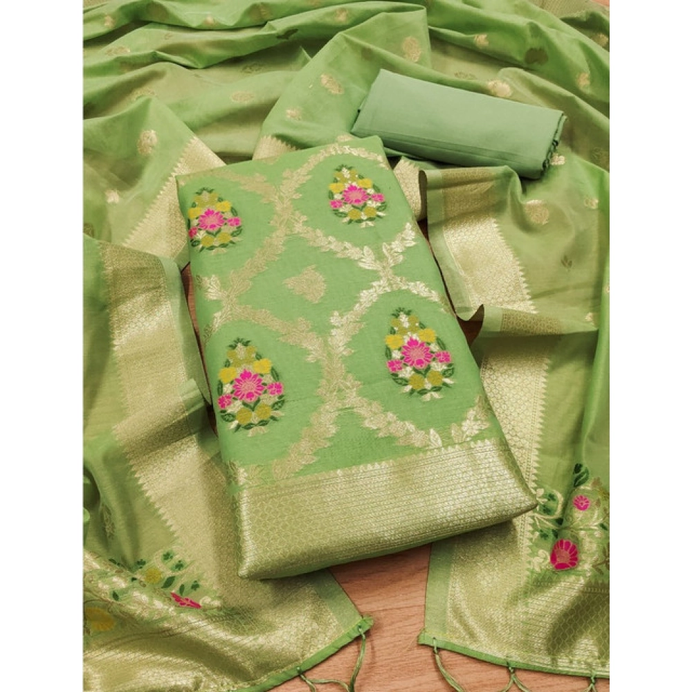 Generic Women's Banarasi Silk Printed Unstitched Salwar Suit Material With Dupatta (Pista, 3Mtrs) Generic Women's Banarasi Silk Printed Unstitched Salwar Suit Material With Dupatta (Pista, 3Mtrs)