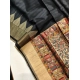 Generic Women's Tussar Silk Madhubani Saree With Unstitched Blouse 5.5Mtr (Black)