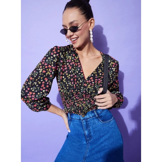 Generic Women's Polyester Floral Long Sleeves Top (Multicolor) Generic Women's Polyester Floral Long Sleeves Top (Multicolor)