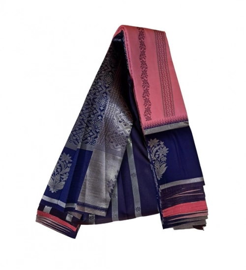 Generic Women's Soft Silk Wooven Saree With Unstitched Blouse 5.5Mtr (Pink)