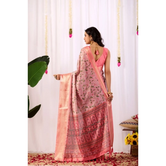 Generic Women's Faux_Silk Printed Saree With Unstitched Blouse 5.5Mtr (Light_Pink)