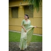 Generic Women's Faux_Banarasi Lining Pattern Saree With Unstitched Blouse 5.5Mtr (Light_Green)