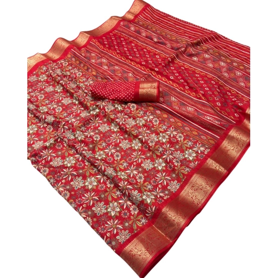 Generic Women's Dola Silk Floral Printed Saree With Unstitched Blouse 5.5Mtr (Red) Generic Women's Dola Silk Floral Printed Saree With Unstitched Blouse 5.5Mtr (Red)