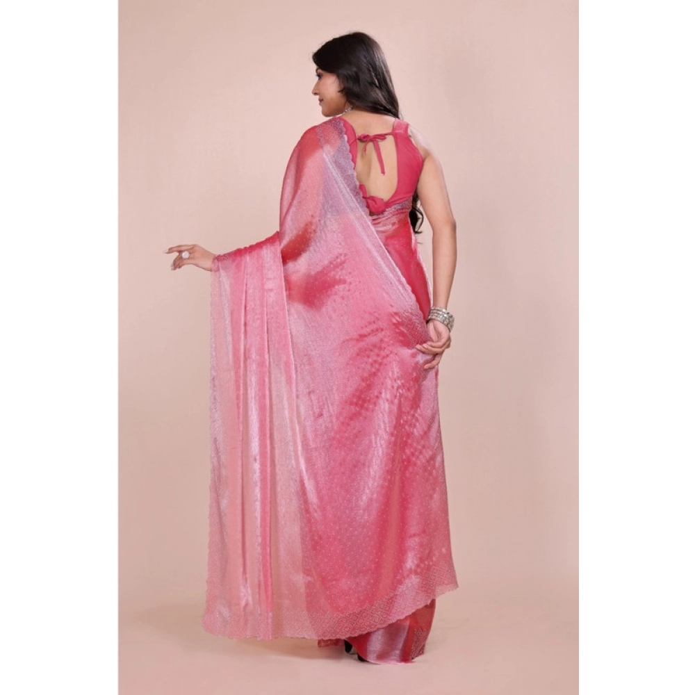 Generic Women's Jimmy choo Embellished Bollywood Saree With Unstitched Blouse 5.5Mtr (Pink) Generic Women's Jimmy choo Embellished Bollywood Saree With Unstitched Blouse 5.5Mtr (Pink)
