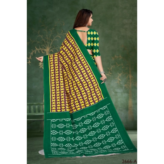Generic Women's Soft Pure Cotton Printed Saree With Unstitched Blouse 5.5Mtr (Multicolor) Generic Women's Soft Pure Cotton Printed Saree With Unstitched Blouse 5.5Mtr (Multicolor)