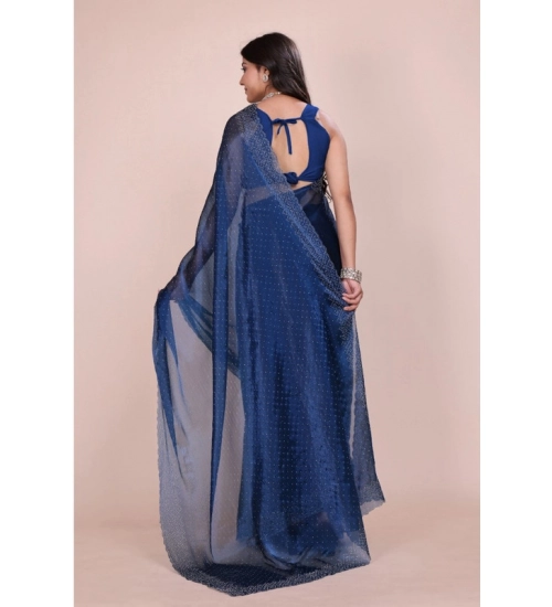 Generic Women's Jimmy choo Embellished Bollywood Saree With Unstitched Blouse 5.5Mtr (Blue)
