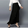 Generic Women's Rayon Ruffled Elasticated Skirt (Black)