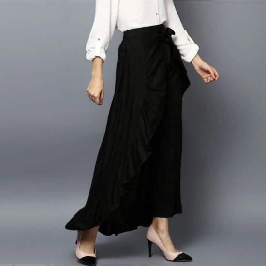 Generic Women's Rayon Ruffled Elasticated Skirt (Black) Generic Women's Rayon Ruffled Elasticated Skirt (Black)