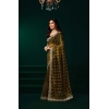 Generic Women's Net Sequence Saree With Unstitched Blouse 5.5Mtr (Olive)