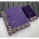 Generic Women's Star Georgette Embroidered Saree With Unstitched Blouse 5.5Mtr (Purple)
