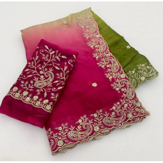 Generic Women's Satin Embellished Saree With Unstitched Blouse 5.5Mtr (Multicolor) Generic Women's Satin Embellished Saree With Unstitched Blouse 5.5Mtr (Multicolor)