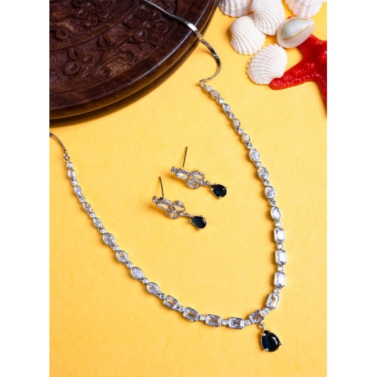 Generic Women's Brass Silver Plated Necklace set (Blue) Generic Women's Brass Silver Plated Necklace set (Blue)