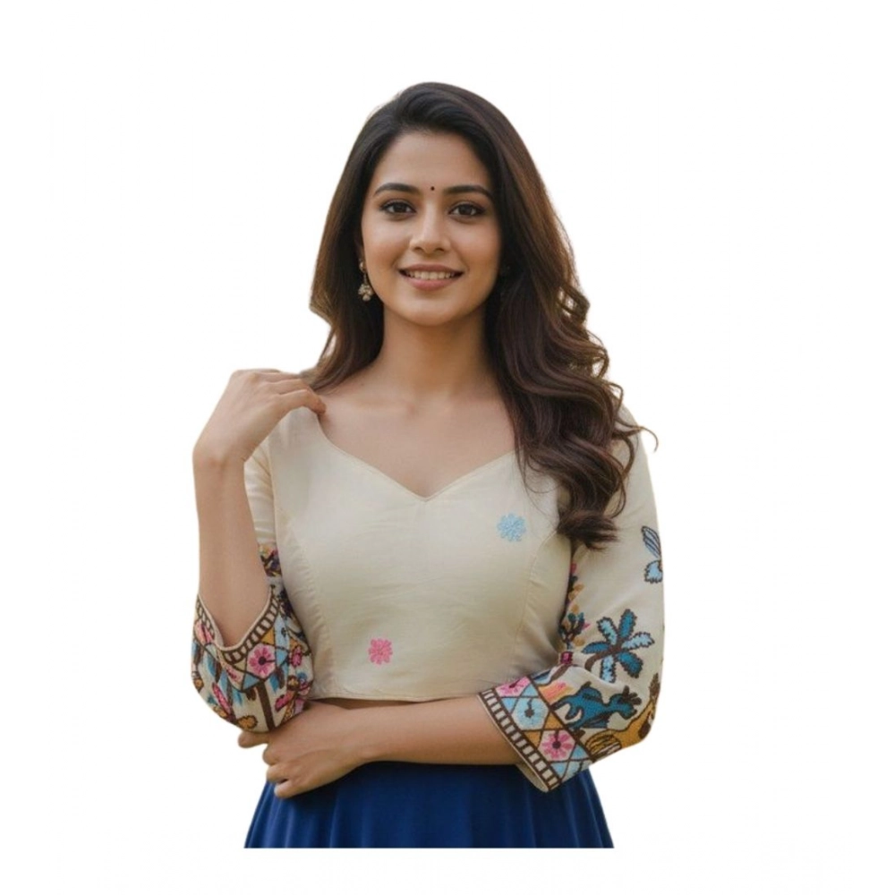 Generic Women's Cambric Cotton Round Neck Padded Blouse (White, 38 Ready Size (Self-Alterable 36–40) Generic Women's Cambric Cotton Round Neck Padded Blouse (White, 38 Ready Size (Self-Alterable 36–40)