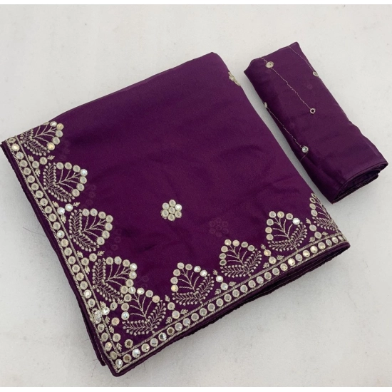 Generic Women's Georgette Embellished Saree With Unstitched Blouse 5.5Mtr (Purple) Generic Women's Georgette Embellished Saree With Unstitched Blouse 5.5Mtr (Purple)