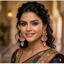 Generic Women's Zinc Alloy Gold Plated Jhumka Earrings (Multicolor)