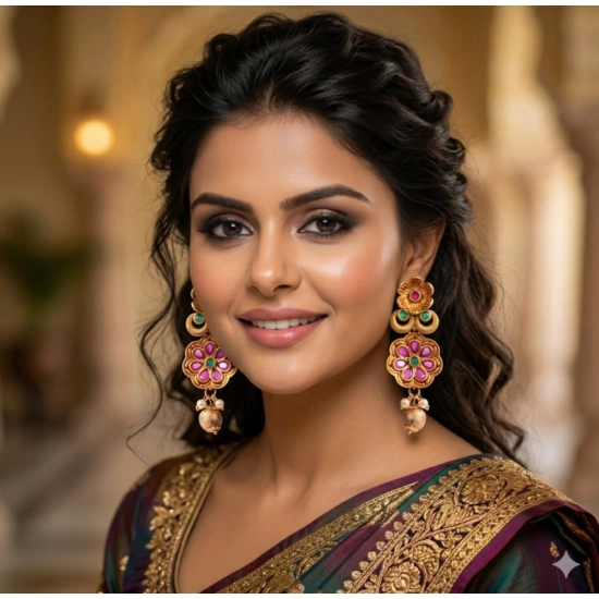 Generic Women's Zinc Alloy Gold Plated Jhumka Earrings (Multicolor) Generic Women's Zinc Alloy Gold Plated Jhumka Earrings (Multicolor)