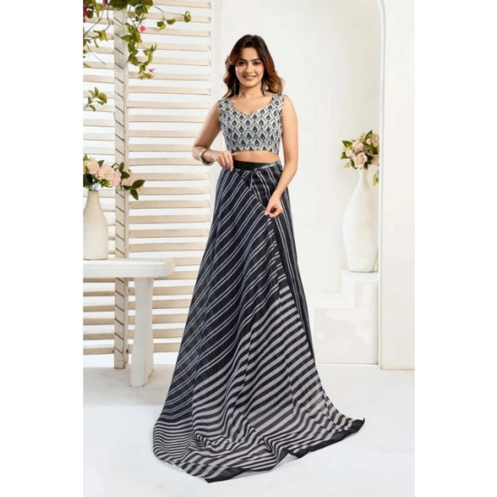 Generic Women's Faux_Linen Printed Ready-to-Wear Saree With Unstitched Blouse 5.5 Mtr (Black) Generic Women's Faux_Linen Printed Ready-to-Wear Saree With Unstitched Blouse 5.5 Mtr (Black)