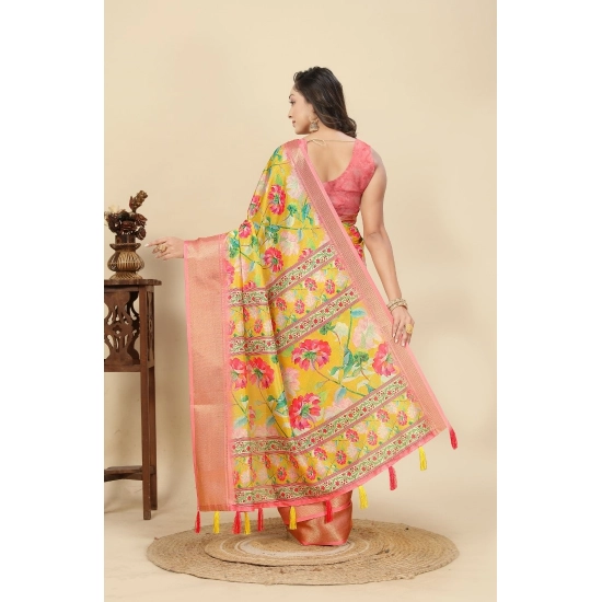 Generic Women's Cotton Silk Floral Printed Saree With Unstitched Blouse 5.5Mtr (Yellow) Generic Women's Cotton Silk Floral Printed Saree With Unstitched Blouse 5.5Mtr (Yellow)