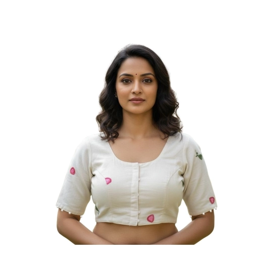 Generic Women's Cambric Cotton Round Neck Padded Blouse (White, 38 Ready Size (Self-Alterable 36–40) Generic Women's Cambric Cotton Round Neck Padded Blouse (White, 38 Ready Size (Self-Alterable 36–40)