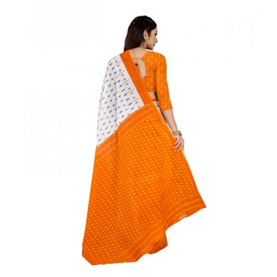 Generic Women's Soft Pure Cotton Printed Saree With Unstitched Blouse 5.5Mtr (Orange) Generic Women's Soft Pure Cotton Printed Saree With Unstitched Blouse 5.5Mtr (Orange)
