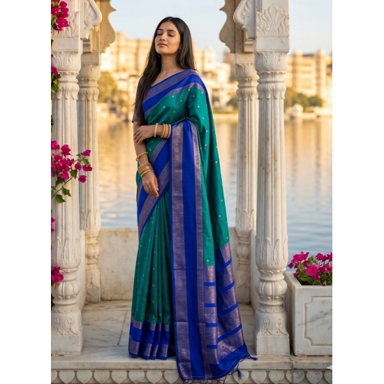 Generic Women's Silk Blend Printed Saree With Unstitched Blouse 5.5Mtr (Teal-Blue) Generic Women's Silk Blend Printed Saree With Unstitched Blouse 5.5Mtr (Teal-Blue)