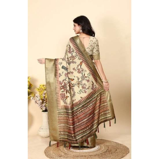 Generic Women's Cotton Silk Printed Saree With Unstitched Blouse 5.5Mtr (Cream) Generic Women's Cotton Silk Printed Saree With Unstitched Blouse 5.5Mtr (Cream)
