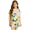 Generic Girl's Polyester Cotton Blend Pattern-Floral Short Sleeves Skorts Set (Blue-Multicolor) Generic Girl's Polyester Cotton Blend Pattern-Floral Short Sleeves Skorts Set (Blue-Multicolor)