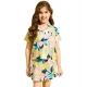 Generic Girl's Polyester Cotton Blend Pattern-Floral Short Sleeves Skorts Set (Blue-Multicolor) Generic Girl's Polyester Cotton Blend Pattern-Floral Short Sleeves Skorts Set (Blue-Multicolor)
