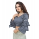 Generic Women's Organza Solid V Neck Layered Ruffle Sleeve Readymade Blouse (Grey Free Size , up to 38–40 Bust)-PID65851 Generic Women's Organza Solid V Neck Layered Ruffle Sleeve Readymade Blouse (Grey Free Size , up to 38–40 Bust)-PID65851