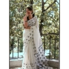 Generic Women's Soft Lilan Printed Saree With Unstitched Blouse 5.5Mtr (White)